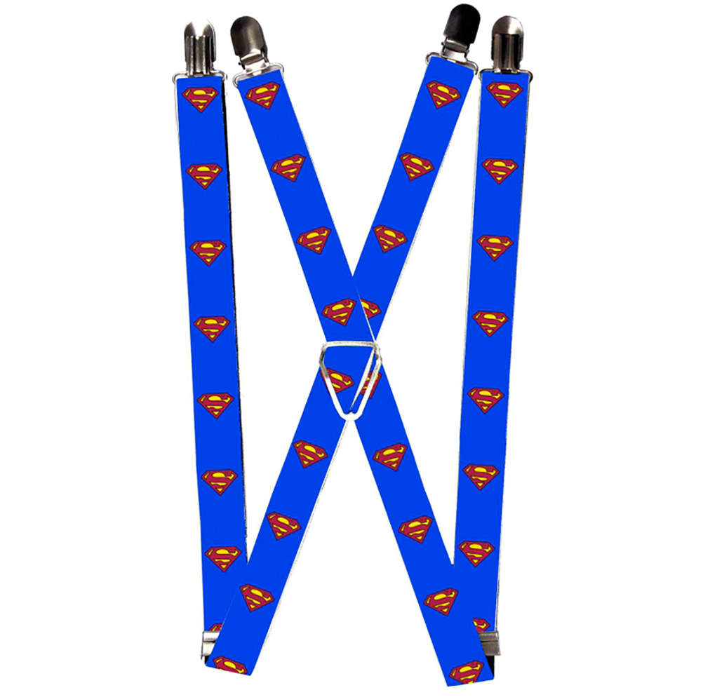 Suspenders - 1.0" - Superman Shield Blue