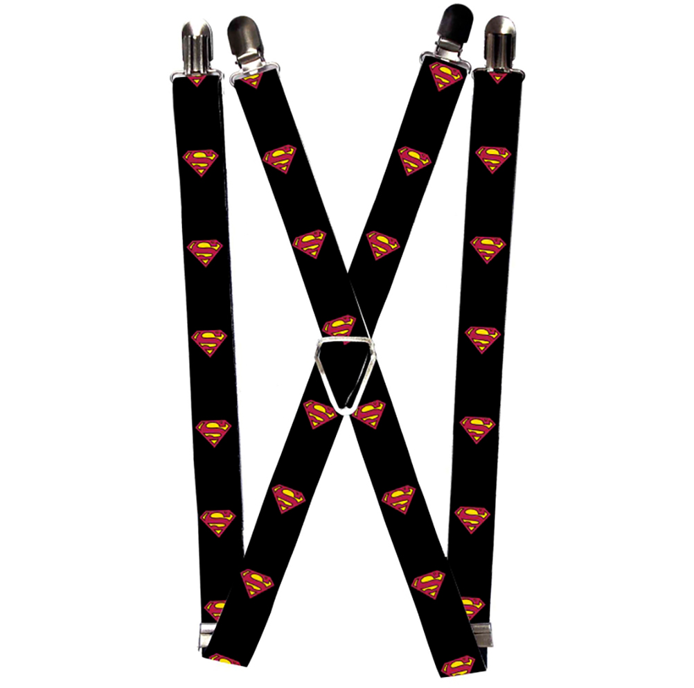 Suspenders - 1.0" - Superman Shield Black