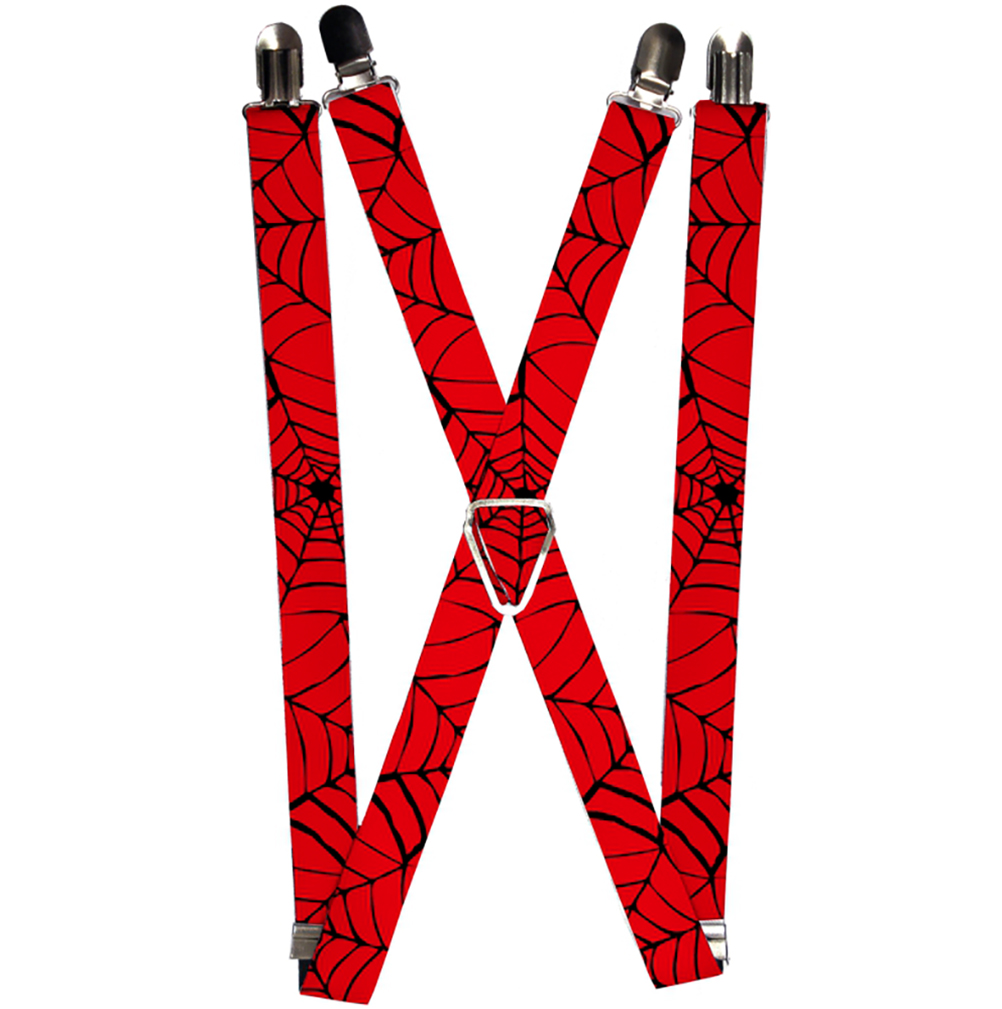 MARVEL COMICS Suspenders - 1.0&quot; - Spiderweb Red Black