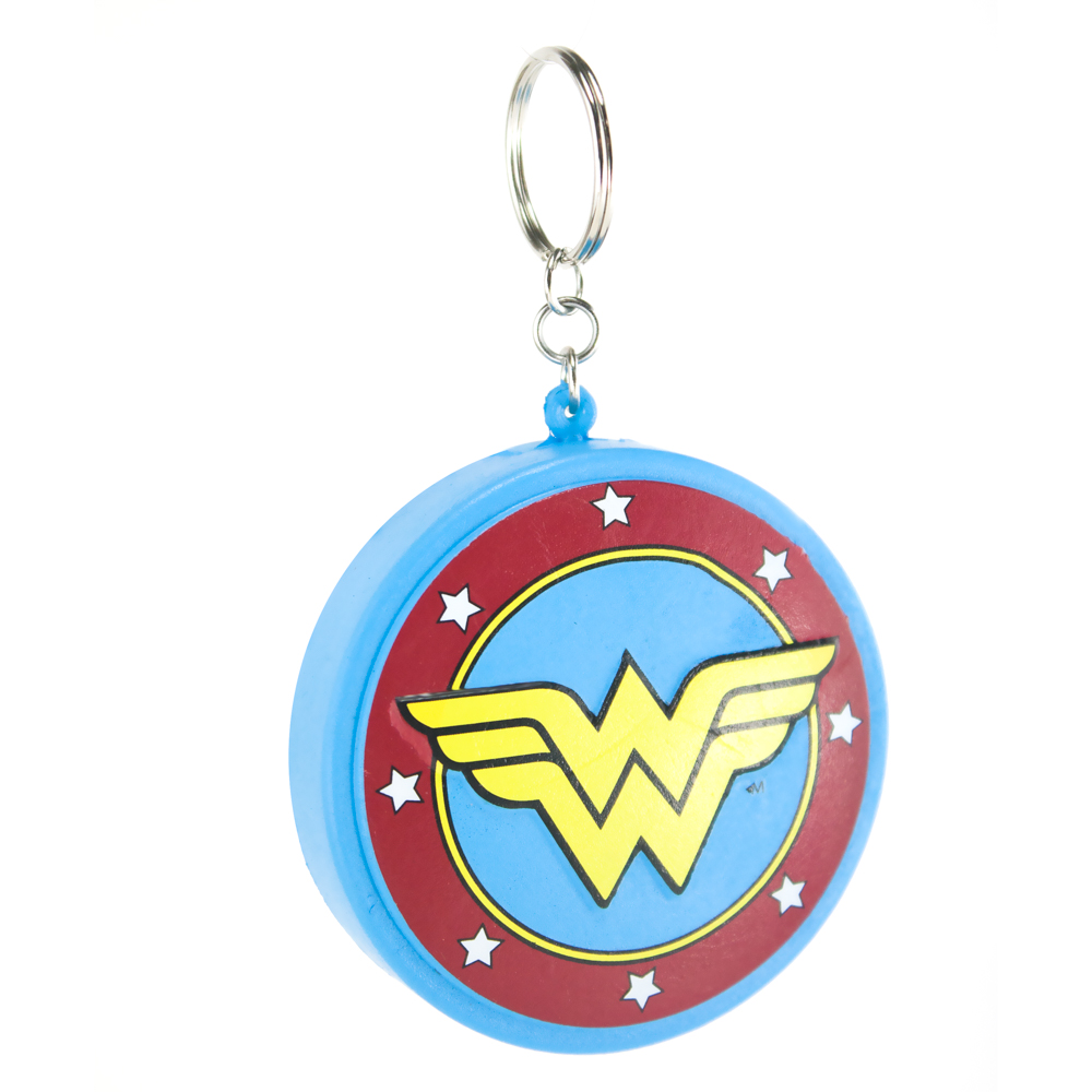 Squishy Stress Keychain - Wonder Woman Icon/Stars Blue/Red/Yellow