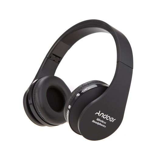 Foldable Wireless Bluetooth Stereo Headset Handsfree Mic for iPhone PC Black