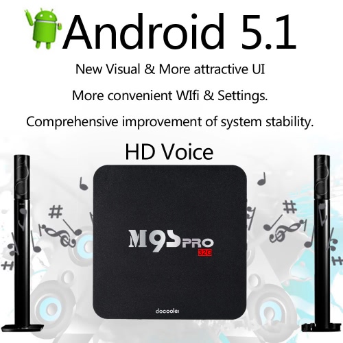 Docooler M9S-PRO Smart Android 7.1 TV Box Amlogic S905X Quad Core 64bit UHD 4K 3G / 32G Mini PC WiFi Bluetooth 4.0 H.265 DLNA Miracast w/ 2.4G Wireless QWERTY Keyboard Mouse Touchpad EU Plug