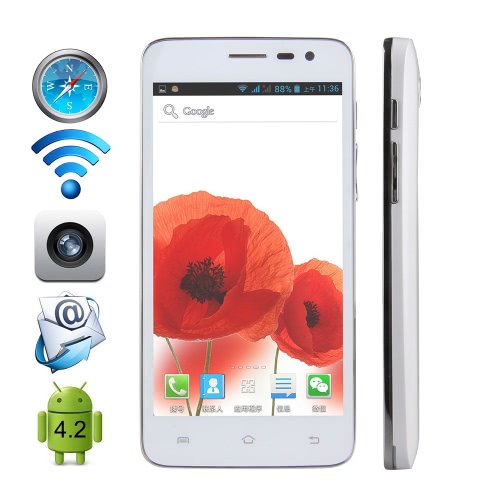 Cubot Bobby 3G 5" Smartphone Android 4.2 MA7 Dual Core 512MB RAM + 4GB ROM White