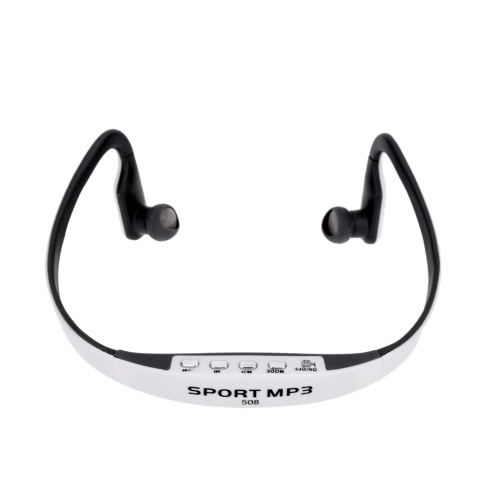 Portable Sport Wireless TF FM Radio Headphone MP3 Player with USB Port White