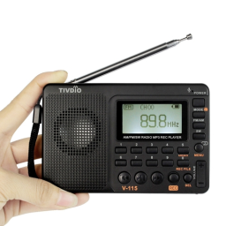 TIVDIO V-115 FM/AM/SW Radio Multiband Radio Receiver REC Recorder Bass Sound MP3 Player Speakers
