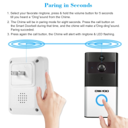 1*OWSOO 720P WiFi Visual Intercom Door Phone+3*Wireless Doorbell Chime Support Infrared Night View