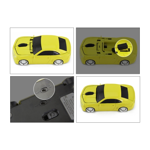2.4G Wireless Car Mouse USB Computer Mice Car Shape 1000 DPI with LED Light Receiver for PC Laptop Blue