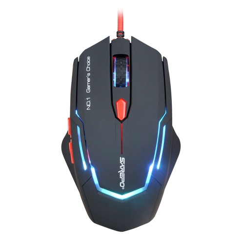 SAREPO 6 Buttons USB Programmable Gaming Mouse Adjustable 800/1200/1600/2400 DPI