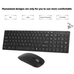 HK-06 2.4G Wireless Keyboard and Mouse Combo Computer Keyboard with Mouse Plug and Play for Laptop Black