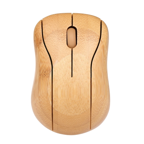 2.4G Wireless Optical Bamboo Mouse 3 Adjustable DPI Computer Mouse with USB Receiver for Notebook PC Laptop Computer Yellow