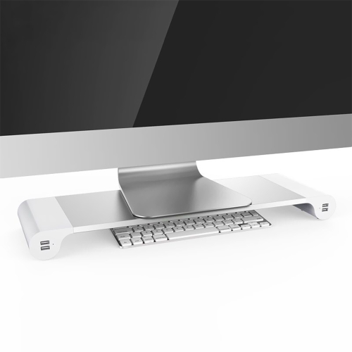 Aluminum Monitor Stand Space Bar Desk Organizer with 4 USB Ports