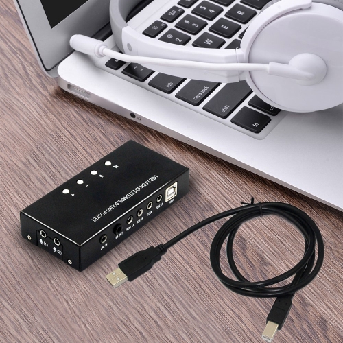 USB Sound Card External Stereo 7.1 Channel 3D 3.5mm Aux Out Plug and Play for Windows 8 7 XP Vista Black