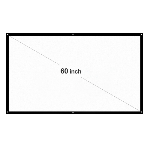 H60 60&#161;&#177; Portable Projector Screen HD 16:9 White 60 Inch Diagonal Projection Screen Foldable Home Theater for Wall Projection Indoors Outdoors