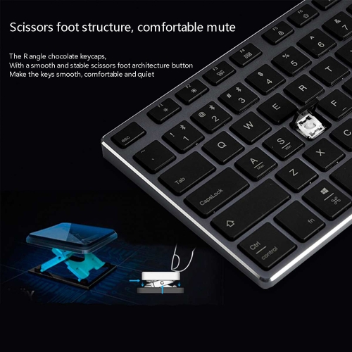 Ajazz AK3.1 Ultra-thin BT Keyboard 78 Keys Rechargeable Ergonomic Metal Panel Mini Keyboard For Phone PC Laptop Tablet