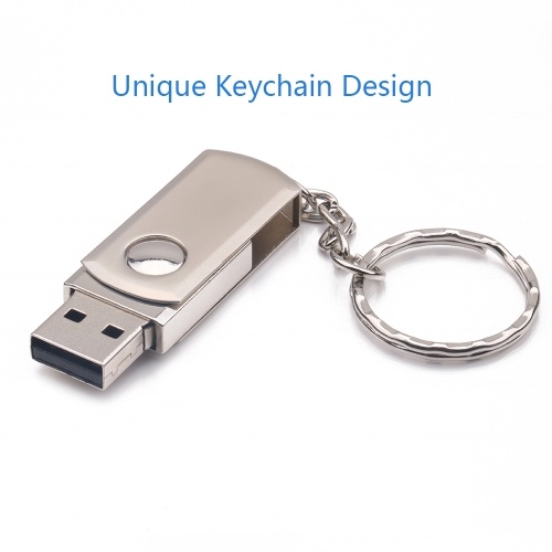 Metal Rotatable USB Flash Drive Pen Drive USB2.0 64G Memory Stick U Disk with Flash Card Keychain