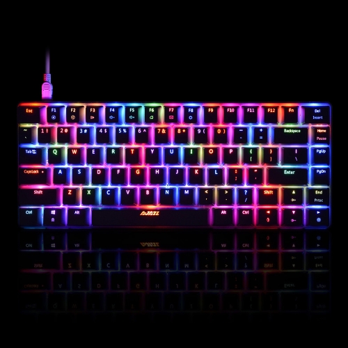 AJAZZ AK33 Linear Action Mechanical Keyboard Gaming E-sport LED Colorful Keyboard 82 Keys USB Wired Anti-Ghosting for PC Notebook Laptop Desktop