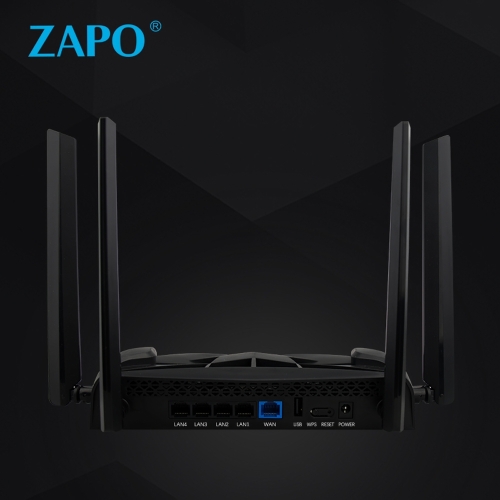 ZAPO Dual-band Wi-Fi Router AC 2600Mbps Powerful Signal 2.4G 5G Wireless Gaming Router 4 Rotate Antenna USB Files Storage Repeater