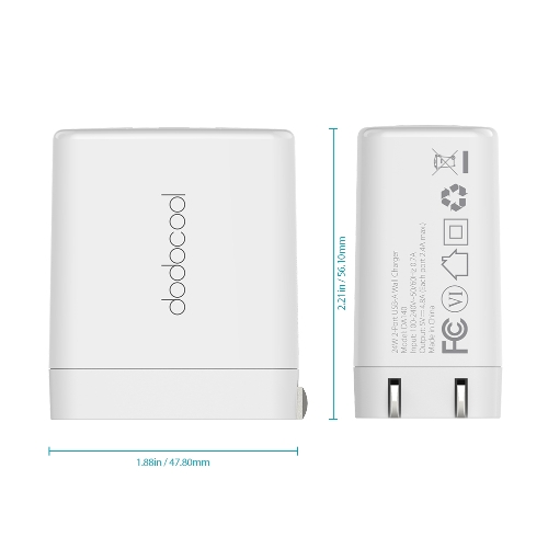 dodocool 24W 2-Port USB Wall Charger Travel Power Adapter with Foldable Plug