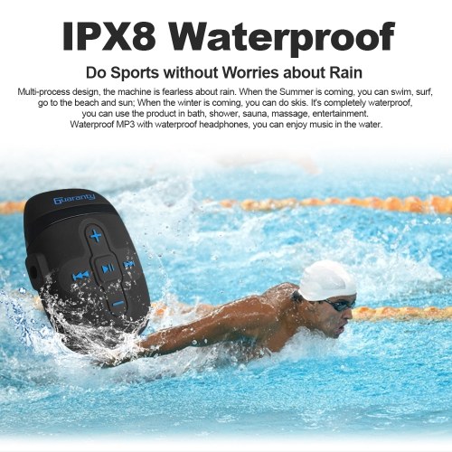 IPX8 Waterproof MP3 Player 8GB Music Player with Headphones Clip Design