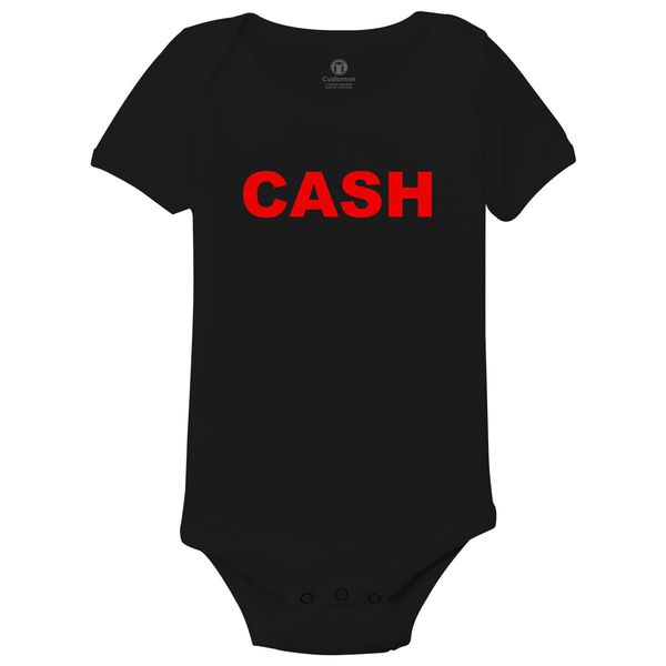 Johnny Cash Logo Baby Onesies Black / 6M