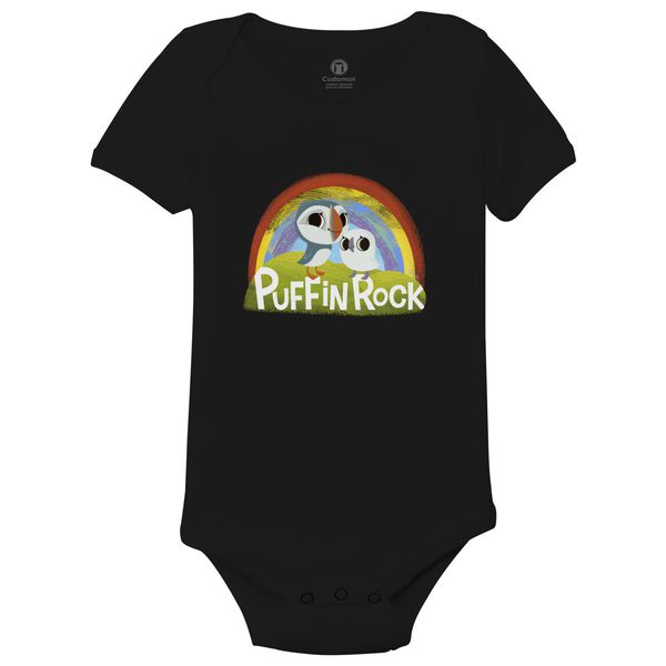 Puffin Rock Rainbow Baby Onesies Black / 6M
