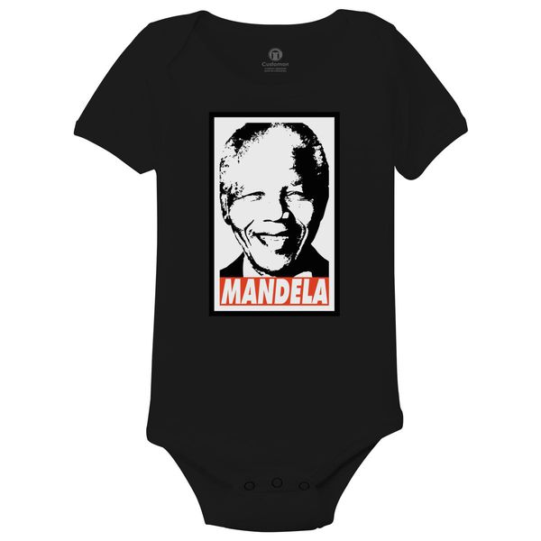 Nelson Mandela Obey Baby Onesies Black / 6M