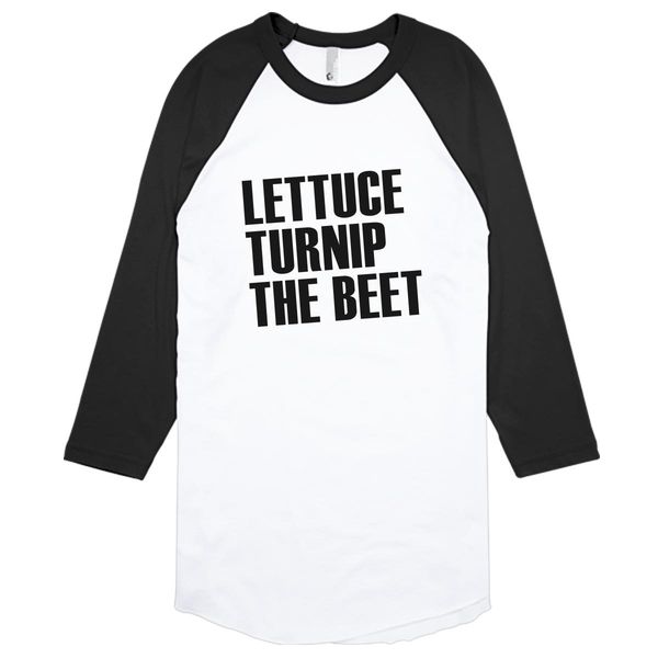 Lettuce Turnip The Beet Joke Baseball T-Shirt White Black / S