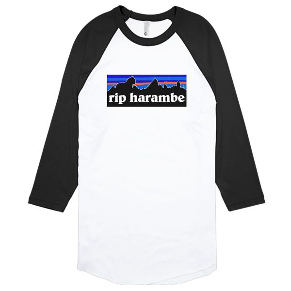 Rip Harambe Patagonia Baseball T-Shirt White Black / S