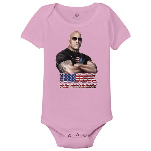 The Rock Dwayne Johnson For President Baby Onesies Light Pink / 6M