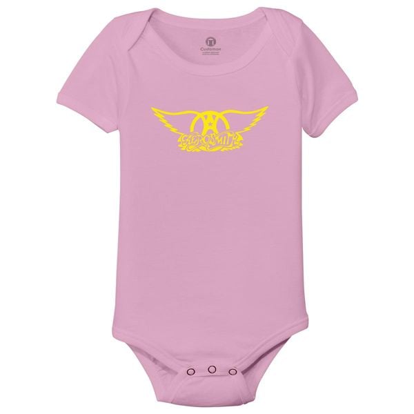 Aerosmith Legend Rock Stars Logo Baby Onesies Light Pink / 6M