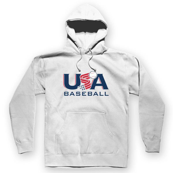 Usa Baseball Logo Unisex Hoodie White / S