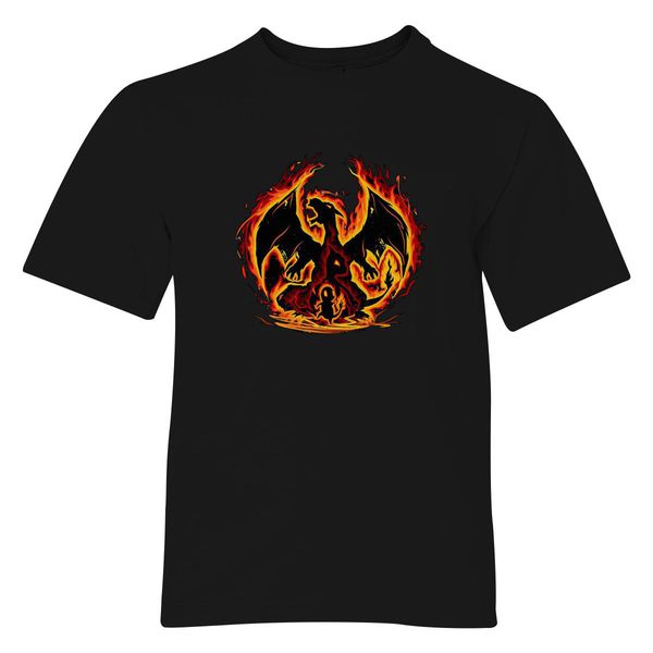 Charizard Fire Evolutions Youth T-Shirt Black / S