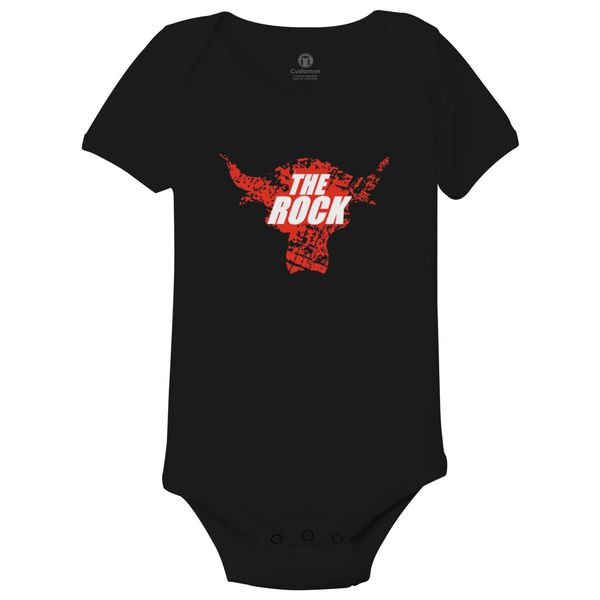 The Rock Dwayne Johnson Aged Logo Baby Onesies Black / 6M
