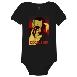 Stan Lee Excelsior Baby Onesies Black / 6M