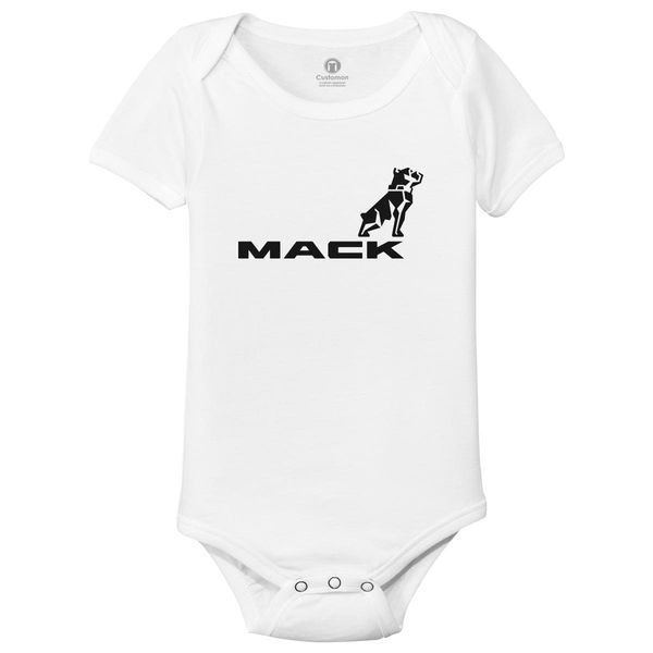 Mack Trucks Baby Onesies White / 6M