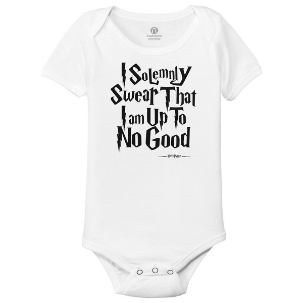 I Solemnly Swear I Am Up To No Good Baby Onesies White / 6M