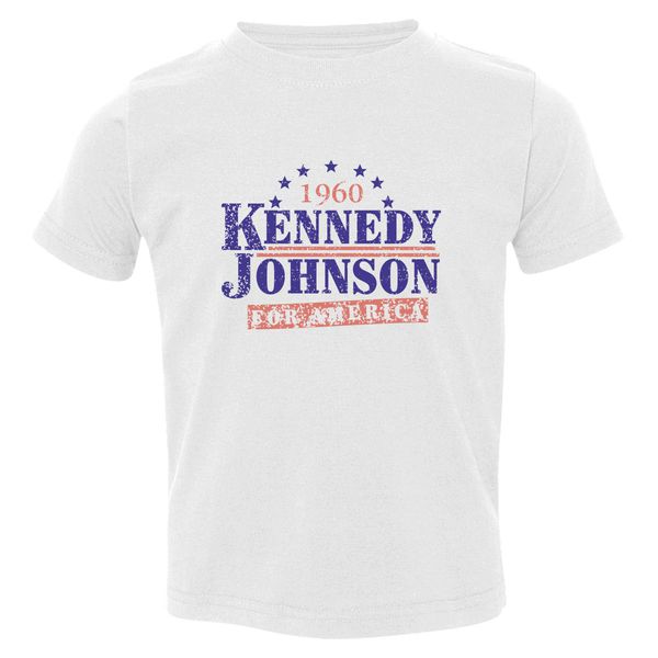 Vintage Kennedy Johnson 1960 Presidential Campaign Toddler T-Shirt White / 3T