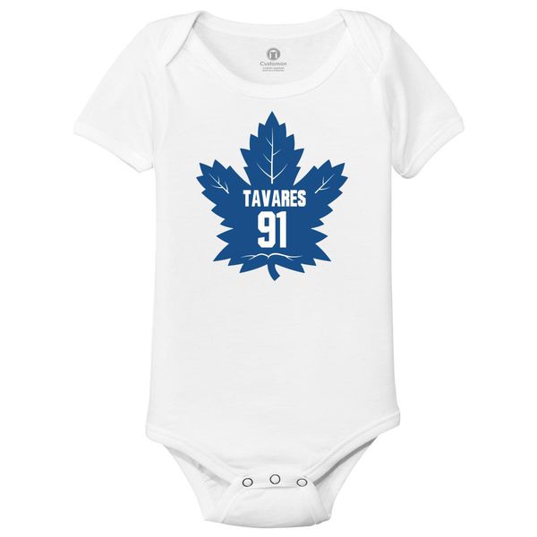 John Tavares Leafs Logo Baby Onesies White / 6M