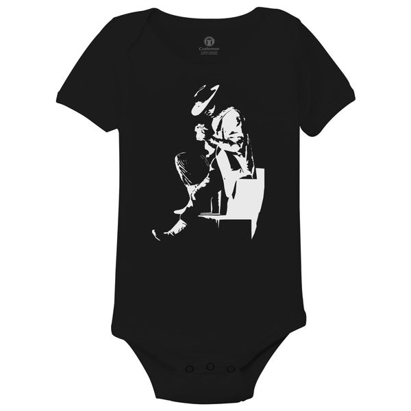 Stevie Ray Vaughan Baby Onesies Black / 6M