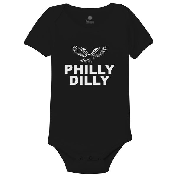 Philly Dilly Eagles Baby Onesies Black / 6M