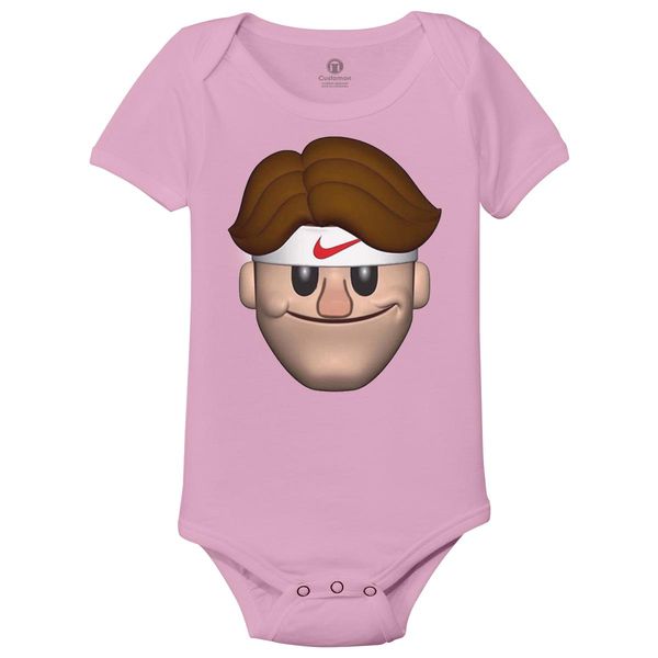 Sport Roger Federer Emoji Baby Onesies Light Pink / 6M