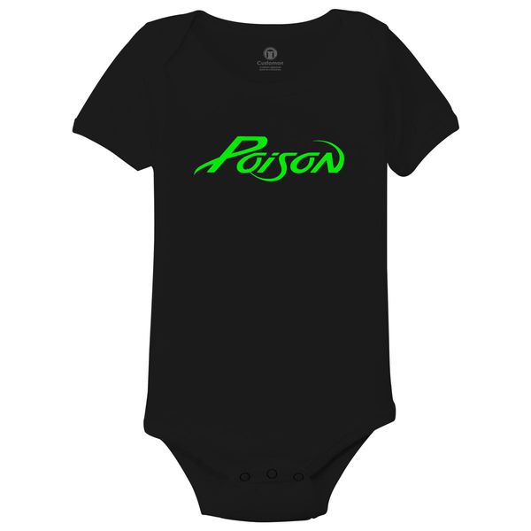 Poison Band Logo Baby Onesies Black / 6M