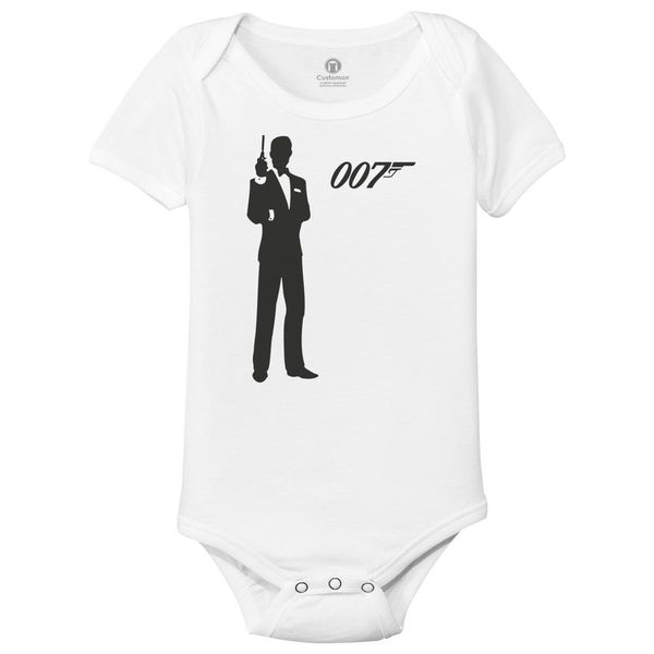 007 James Bond Baby Onesies White / 6M