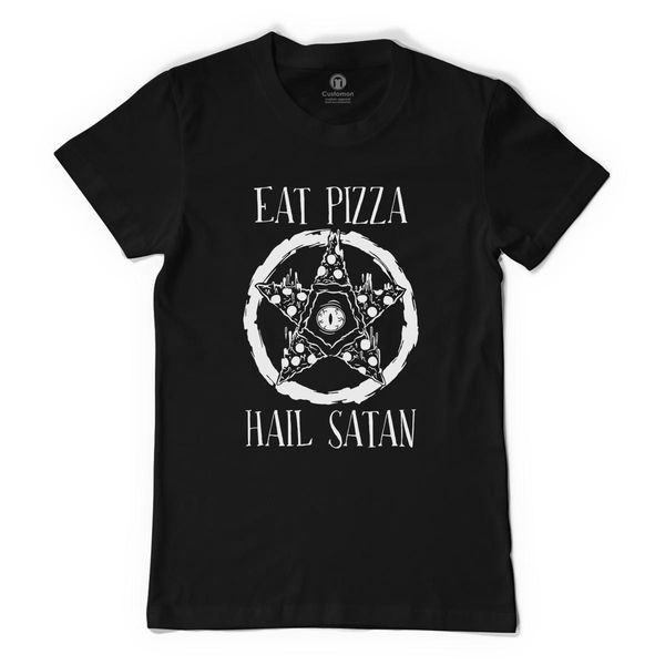 Eat Pizza Hail Satan Women's T-Shirt Black / S