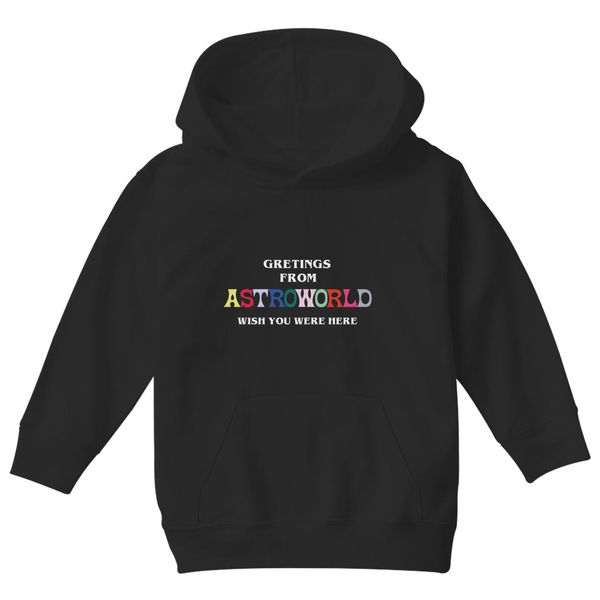 Greetings From Astroworld Wish You Were Here V1 Kids Hoodie Black / S