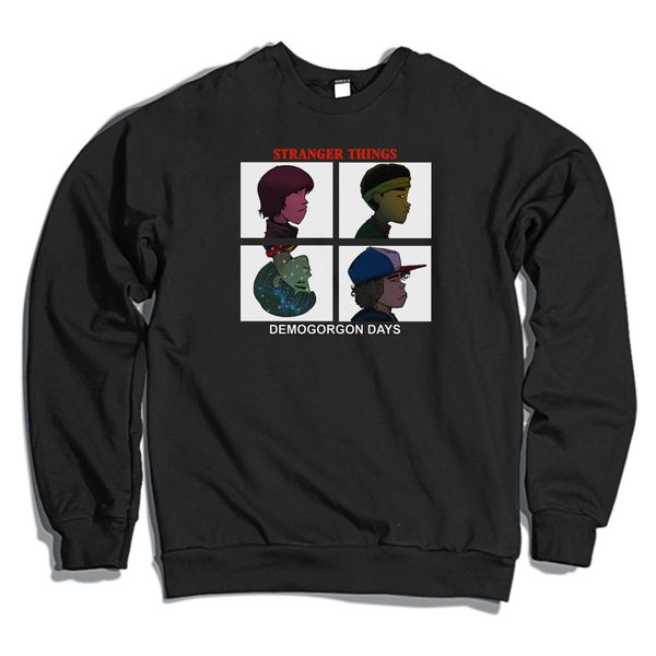 Stranger Things Gorillaz Crewneck Sweatshirt Black / S