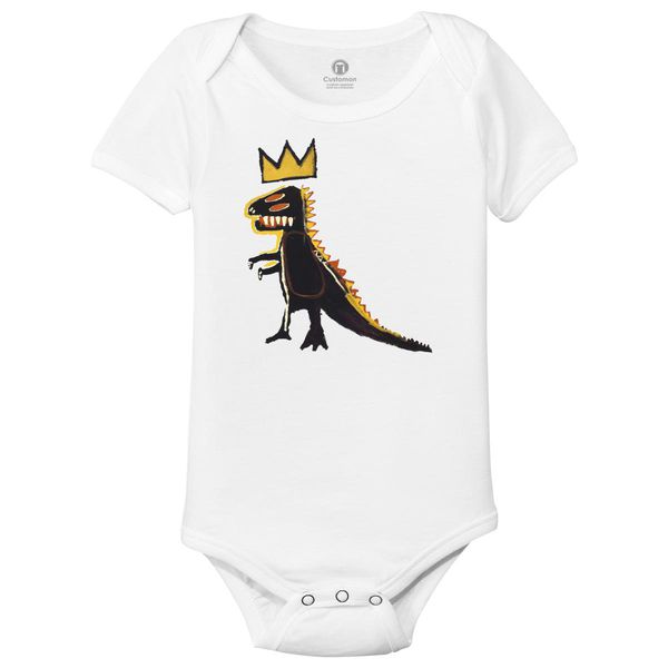 Basquiat Dinosaur Baby Onesies White / 6M
