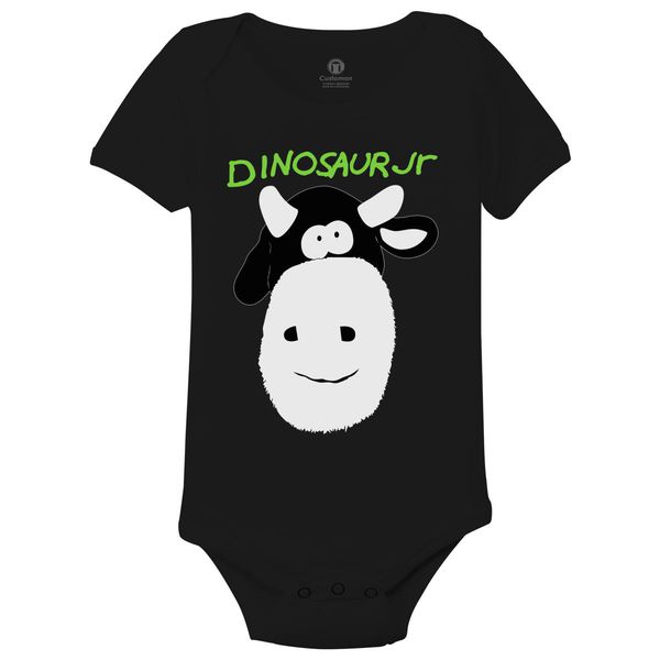 Funny Design T-Shirt Dinosaur Jr Cow Baby Onesies Black / 6M