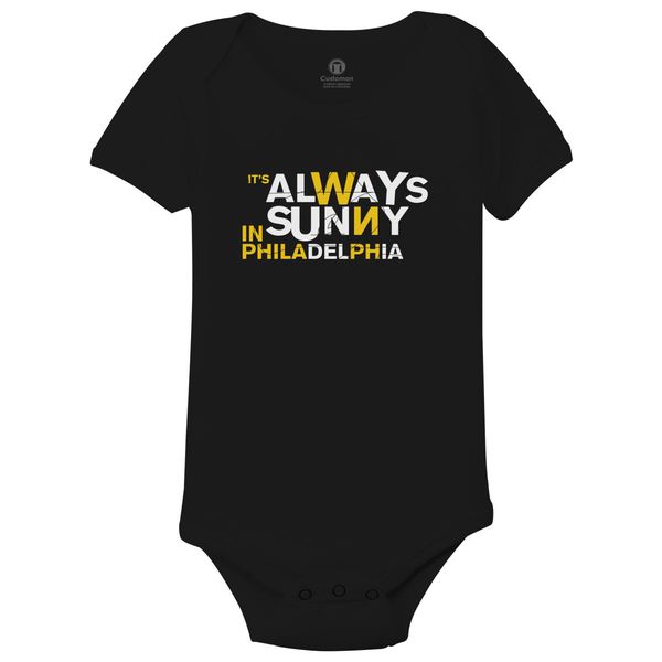 It's Always Sunny In Philadelphia Logo Baby Onesies Black / 6M