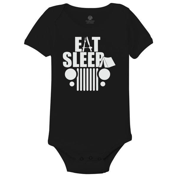 Eat, Sleep, Jeep, Repeat Baby Onesies Black / 6M